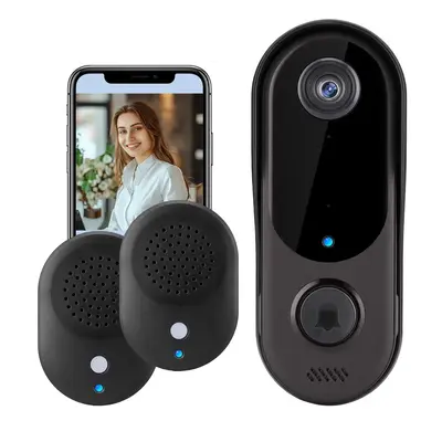 Smart Doorbell Camera, 2.4GHz WiFi Smart Doorbell Camera with 2 Indoor Doorbells, 1 Count Home Safe Doorbell Camera with Two...