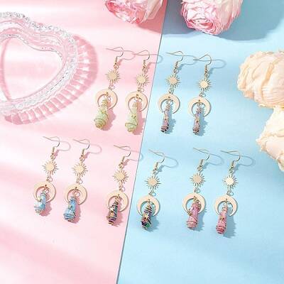 Natural Quartz Crystal Dangle Earrings
