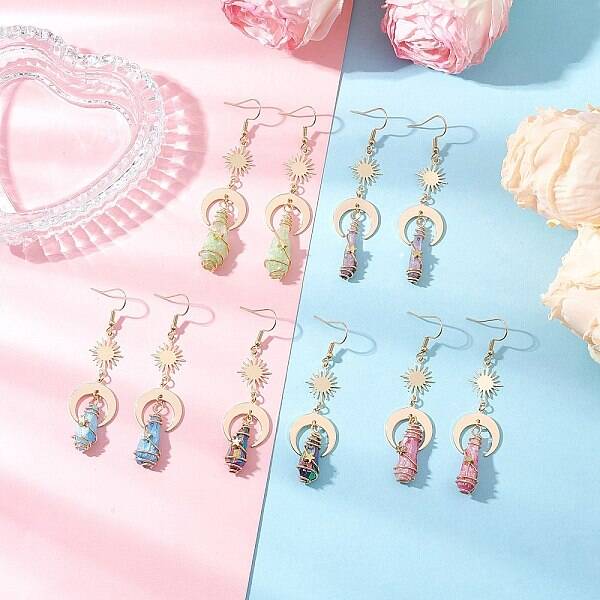 Natural Quartz Crystal Dangle Earrings