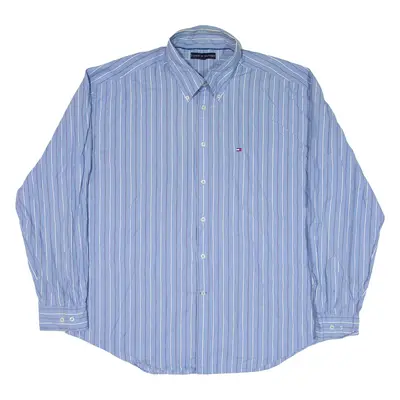 TOMMY HILFIGER Mens Shirt Blue Striped Long Sleeve 2XL