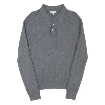 REISS Womens Jumper Grey Collared Tight Knit Wool L