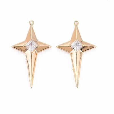 Brass Micro Pave Clear Cubic Zirconia Pendants