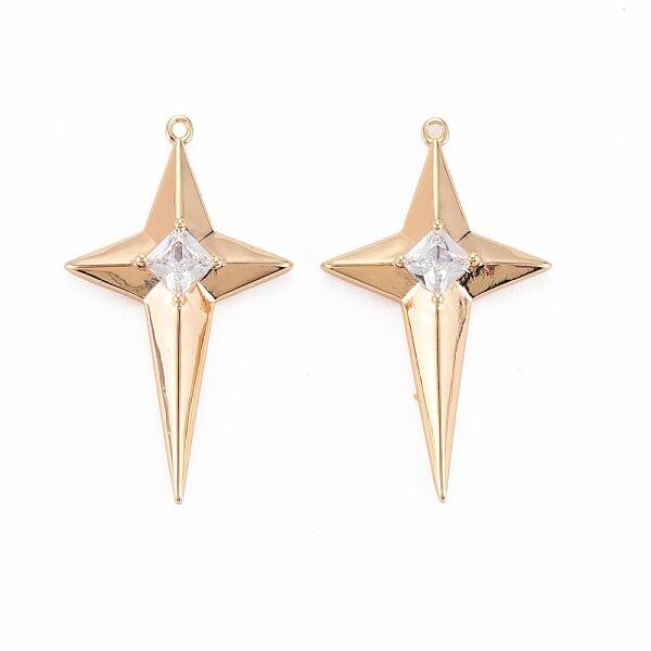 Brass Micro Pave Clear Cubic Zirconia Pendants