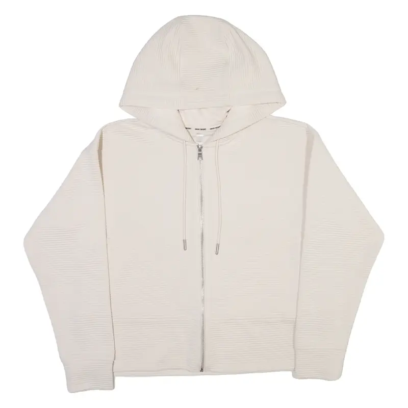 DKNY Womens Cream Hoodie Full Zip M