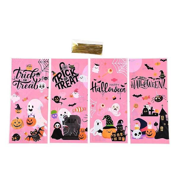 50Pcs Halloween Theme Rectangle Plastic Cookies Bags