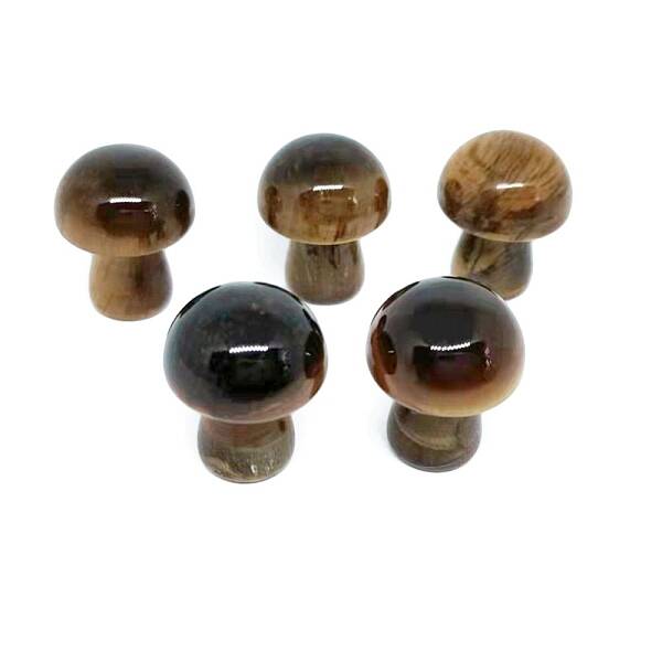 Natural Tiger Eye Healing Mushroom Figurines