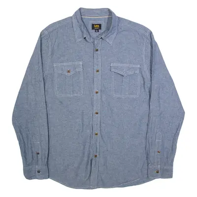LEE Mens Plain Shirt Grey Long Sleeve L