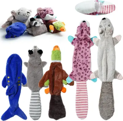 Nocciola 5 PCS Jungle Series Plus Squeaky Stuffless Dog Toys, Belly Pouch to Hold Bottles for Bonus Crinkle, Durable Dog Toys...