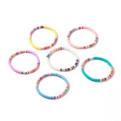 Handmade Polymer Clay Heishi Beads Stretch Bracelet