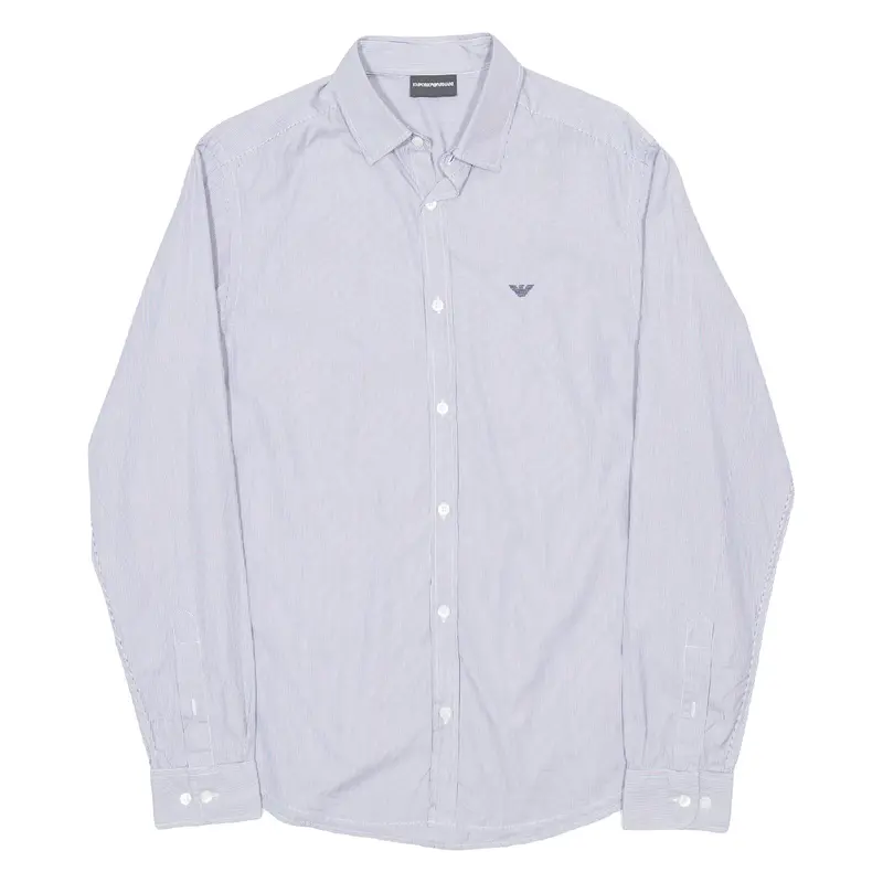 EMPORIO ARMANI Mens Shirt Black Striped Long Sleeve M