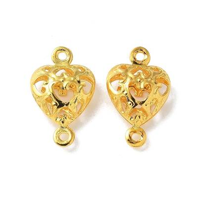 Brass 3D Hollow Heart Connector Charms
