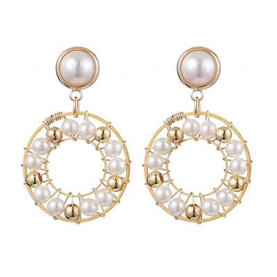 Ring Shell Pearl Beaded Dangle Earrings