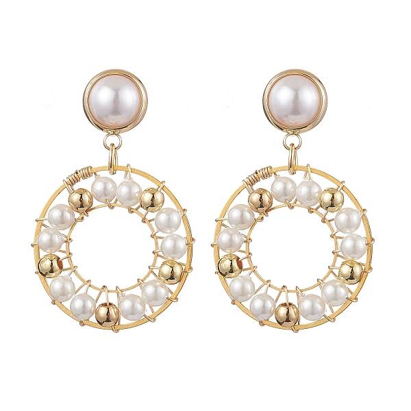 Ring Shell Pearl Beaded Dangle Earrings