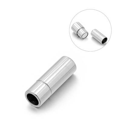 Tarnish Resistant Smooth 304 Stainless Steel Column Magnetic Clasps with Glue-in Ends