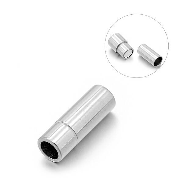 Tarnish Resistant Smooth 304 Stainless Steel Column Magnetic Clasps with Glue-in Ends