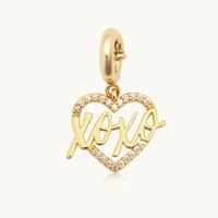 Little Words Project, XOXO Heart Charm, Multi-Use Jewelry Accessory, 14K Gold-Plated Brass, CZ Stones