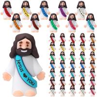【Jesus loves you】50 Pcs Mini Jesus Figures Little Cute Jesus Ornaments Original Design Decorations for Religious Party Fa...
