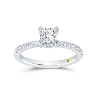 Kyoto Hidden Halo Princess Cut Lab Grown Diamond Engagement Ring | 14K White Gold 3 3/4 CT. TW.