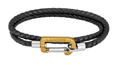 Lacoste Bracciale In Pelle Intrecciata Nera Matt 2040316