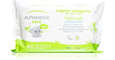 Alphanova Baby bum, face and hand cleansing wipes x60