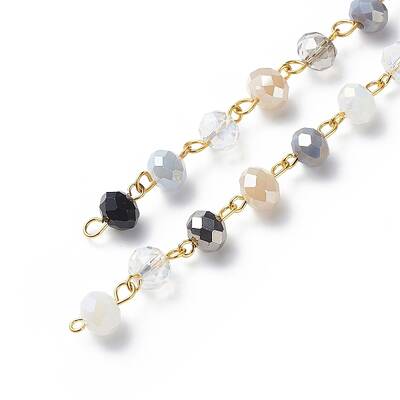 Handmade Electroplate Glass Faceted Rondelle Beaded Chains