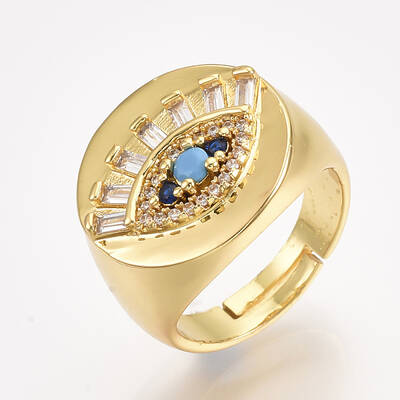 Adjustable Brass Micro Pave Cubic Zirconia Finger Rings