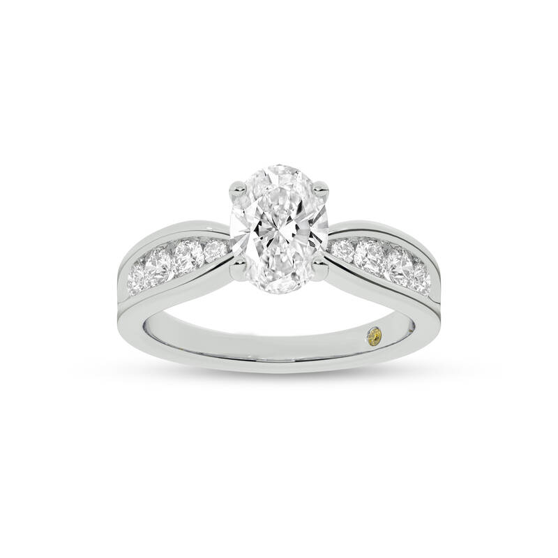 Verve Channel Set Bow Tied Shaped Oval Lab Diamond Engagement Ring | 18K White Gold 3 1/10 CT. TW.