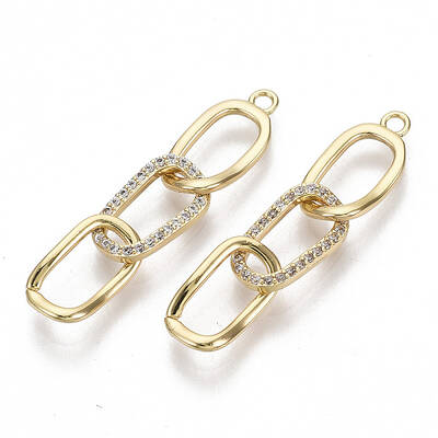 Brass Micro Pave Clear Cubic Zirconia Big Pendants