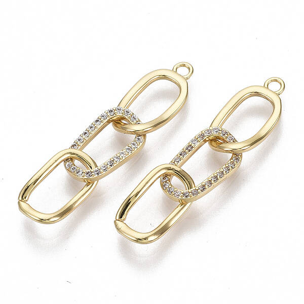 Brass Micro Pave Clear Cubic Zirconia Big Pendants