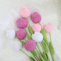 3/6/9 PCS Crochet Tulip Flower 12.99 Inch Knitted Handmade Tulip Flowers Cotton Knitted Flowers for Indoor Outdoor Home Kitch...