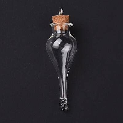 Teardrop Glass Cork Bottle Big Pendants