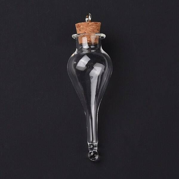 Teardrop Glass Cork Bottle Big Pendants