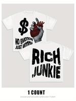 Men's Cartoon Hand & Rich Junkie Print Round Neck Tee Tshirt, Loose Casual Fashion Short Sleeve T-shirt for Summer, Men's Top...