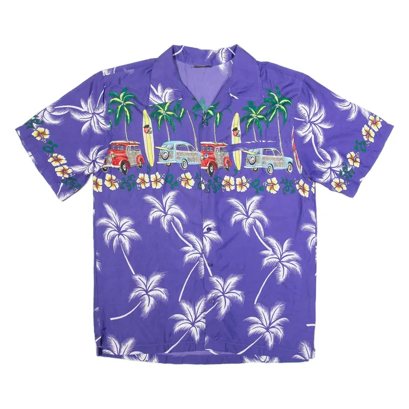 MAHIKAA Womens Printed Shirt Purple Collared Crazy Pattern M