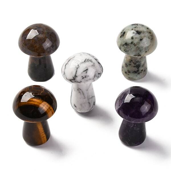Natural Mixed Gemstone Mushroom Display Decoration