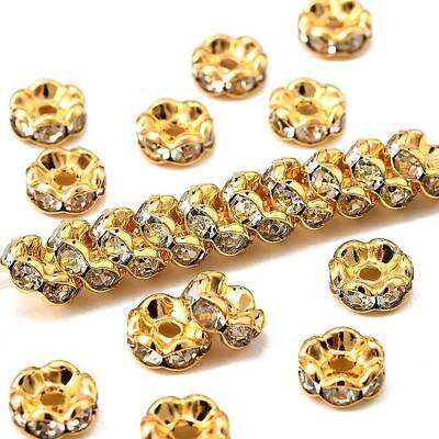 Brass Rhinestone Spacer Beads