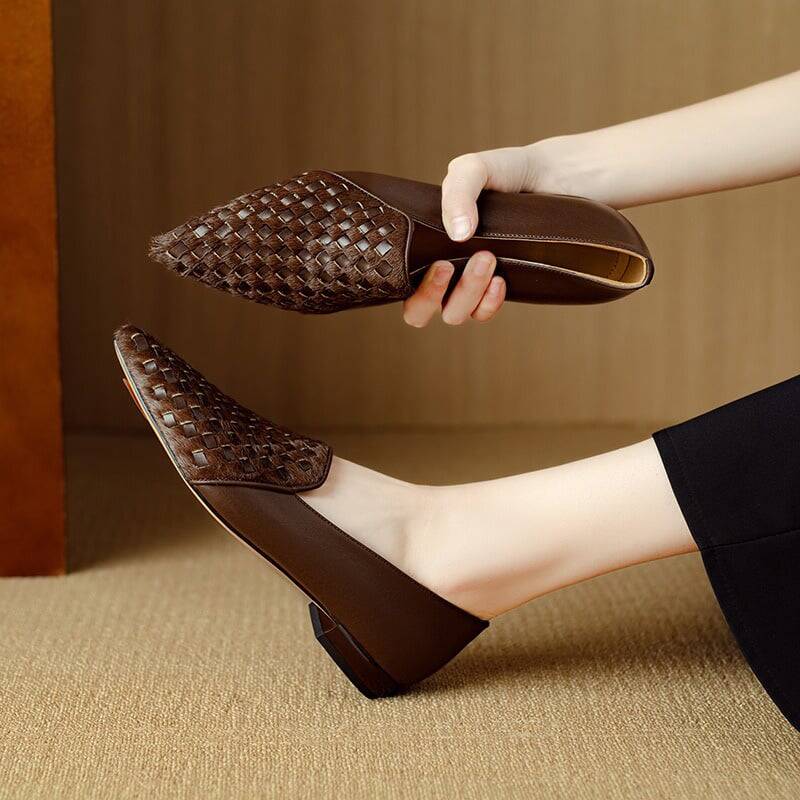 CHIKO Annissa Pointy Toe Block Heels Loafers Shoes