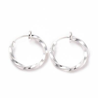 Electroplated Brass Twisted Tubular Hoop Earrings for Women