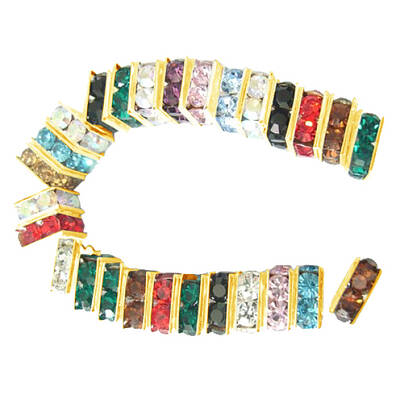 Brass Rhinestone Spacer Beads