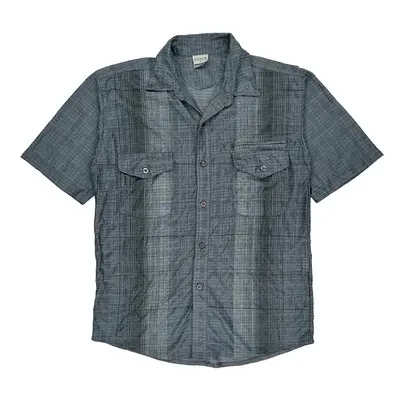Defox Checked Short Sleeve Shirt - Medium Grey Cotton