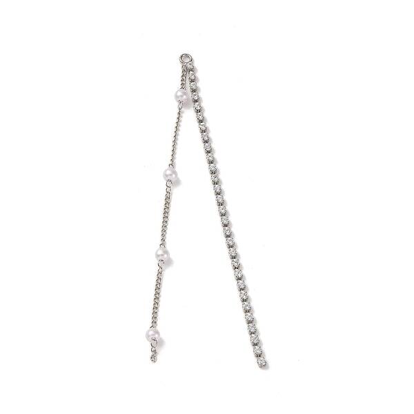 Brass Micro Pave Clear Cubic Zirconia & ABS Plastic Pearl Big Pendants