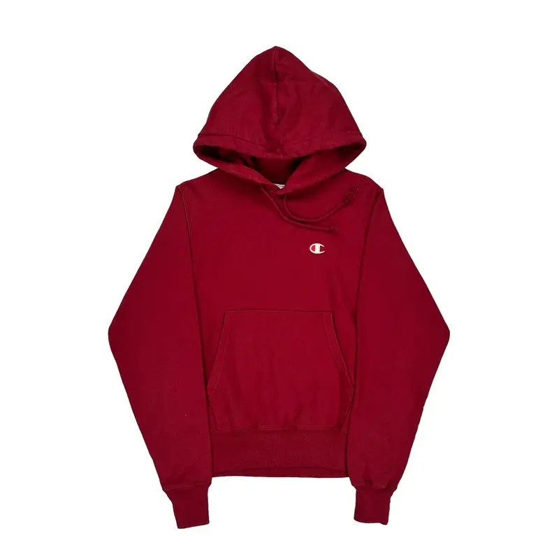 Reverse Weave Champion Hoodie - XS Red Cotton Blend