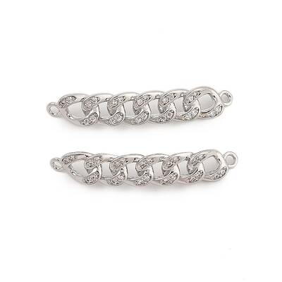Brass Micro Pave Clear Cubic Zirconia Connector Charms