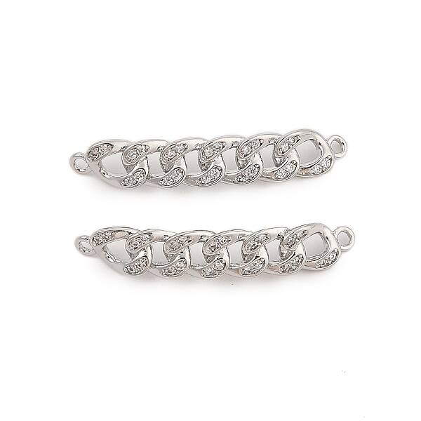 Brass Micro Pave Clear Cubic Zirconia Connector Charms