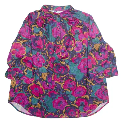 TOP NOTCH Womens Printed Blouse Purple 3/4 Sleeve Crazy Pattern L