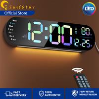 Sailstar Large Digital Wall Clock with Remote, 13.7“ Large Display LED Alarm Clock with Time Date Temp Week, Desk Clock wit...