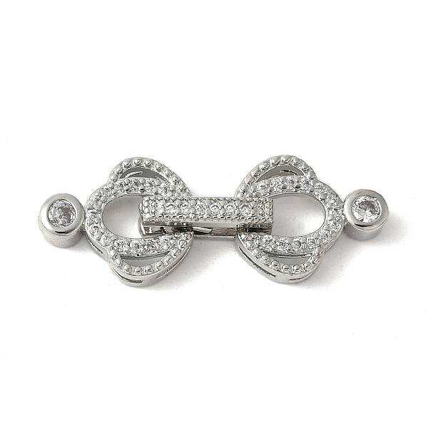 Brass Pave Clear Cubic Zirconia Fold Over Clasps