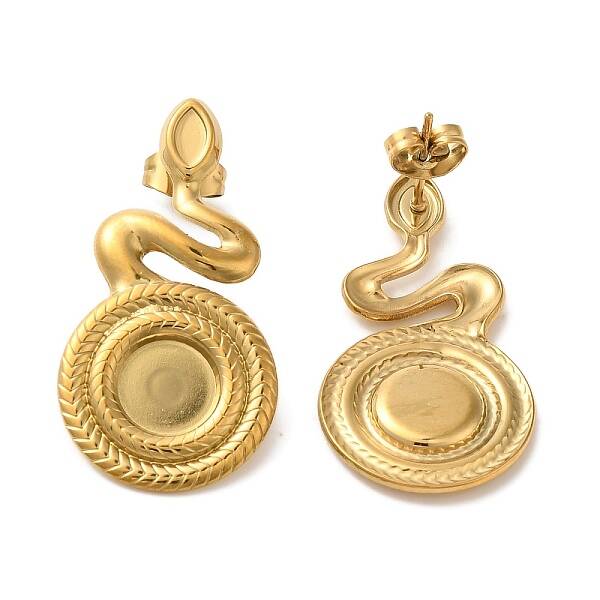 Ion Plating(IP) 304 Stainless Steel Snake Stud Earrings