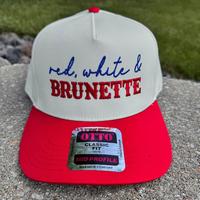 4th Of July Embroidered Canvas Trucker Hat Red White Brunette