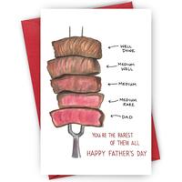 Happy Father's Day Card, Steak Design Greeting Card with Cooking Levels, Humorous Greeting Card for Father, Grandpa, Or Fathe...